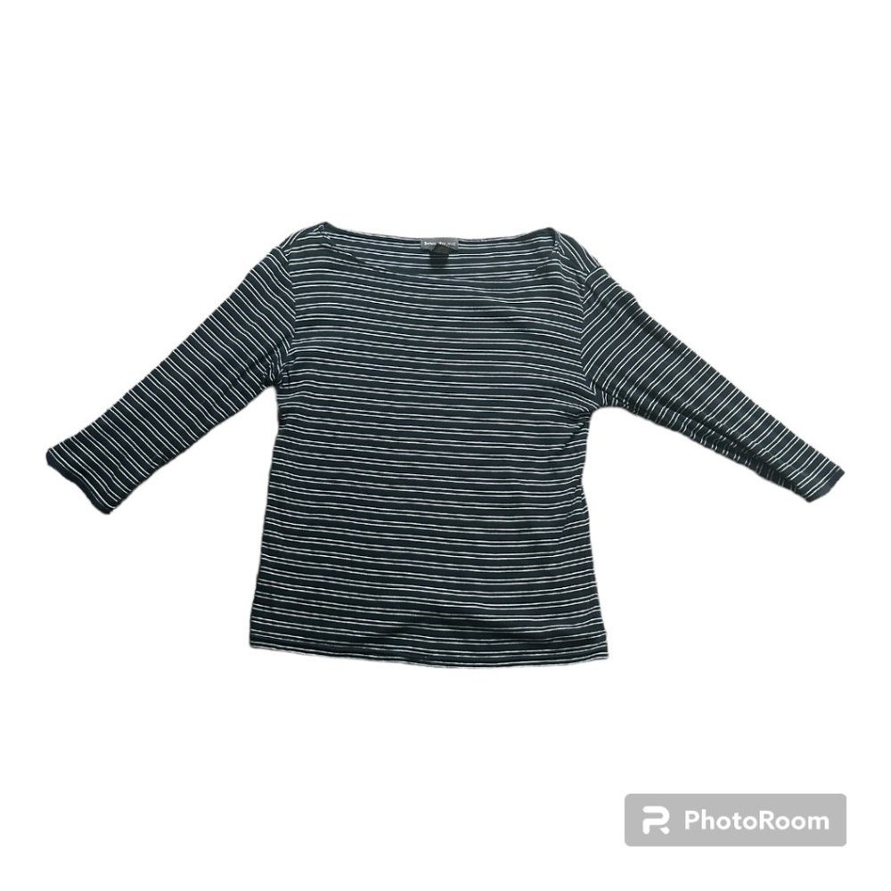Banana Republic 100% Cotton Qtr Sleeve Navy Stripe Boatneck Tee | Size Medium